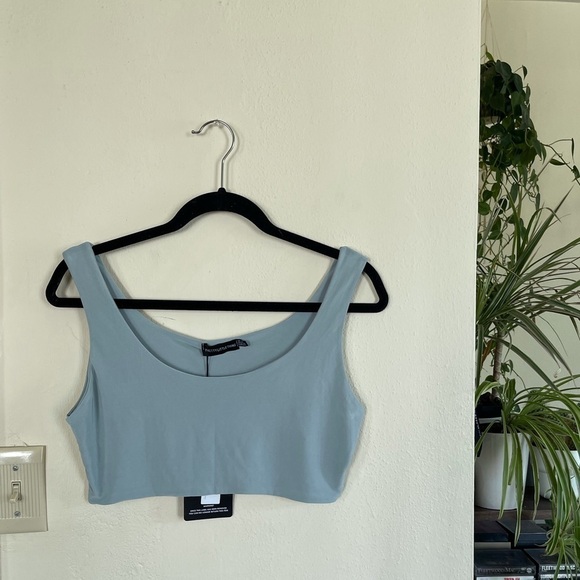 NWOT PrettyLittleThing Mint Blue Crop Top - Picture 1 of 4